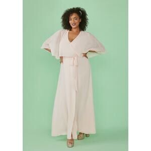 ModCloth Wrapped in Rapture Maxi Dress Lined Chiffon Pink Women's Large NWT